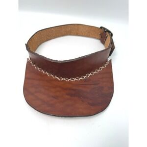Handmade Leather Visor Hat Adjustable Buckle Strap Brown Boho Festival